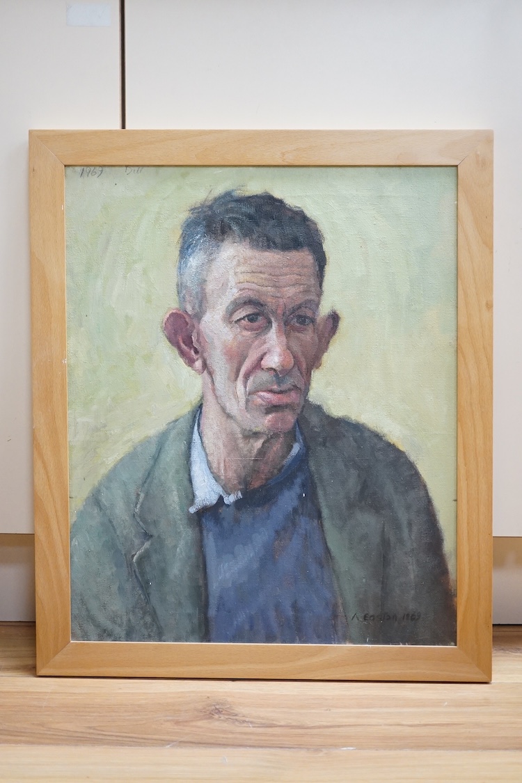 Arthur Frederick Easton ROI (1939-2024), oil on canvas, Head and shoulders portrait of a man, signed and inscribed ‘’Bill’’, dated 1969, 54 x 44cm. Condition - good